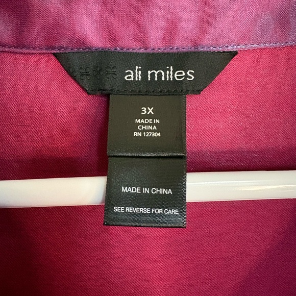 Ali Miles Shimmering Purple Button Down Shirt 3X - Picture 6 of 16